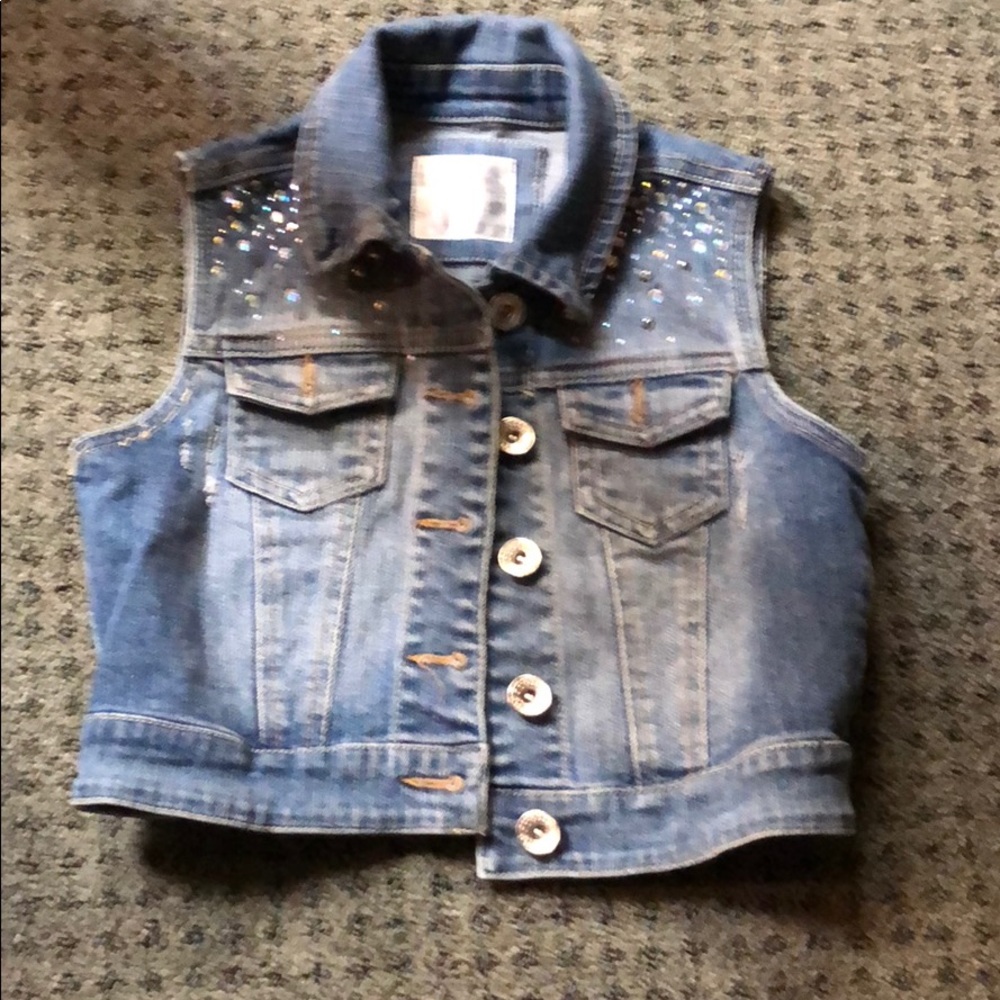Justice sleeveless rhinestone  denim vest